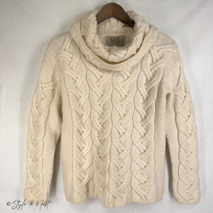 Aran Sweater Market Cable Knit Turtle Neck Pullover Fishermancore Nautical Small